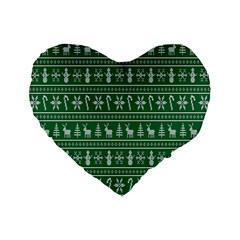 Wallpaper Ugly Sweater Backgrounds Christmas Standard 16  Premium Flano Heart Shape Cushions