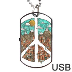 Psychedelic Art Painting Peace Drawing Landscape Art Peaceful Dog Tag Usb Flash (one Side) by Sarkoni