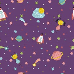 Space Travels Seamless Pattern Vector Cartoon Play Mat (square) by Bedest