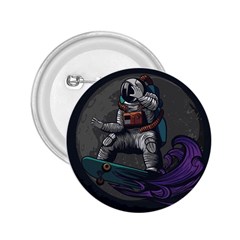 Illustration Astronaut Cosmonaut Paying Skateboard Sport Space With Astronaut Suit 2 25  Buttons by Ndabl3x