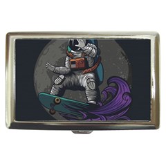 Illustration Astronaut Cosmonaut Paying Skateboard Sport Space With Astronaut Suit Cigarette Money Case by Ndabl3x