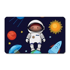 Boy Spaceman Space Rocket Ufo Planets Stars Magnet (rectangular) by Ndabl3x