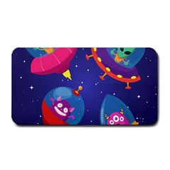 Cartoon Funny Aliens With Ufo Duck Starry Sky Set Medium Bar Mat by Ndabl3x