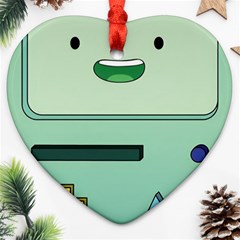 Adventure Time Bmo Beemo Green Heart Ornament (two Sides)