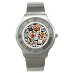 Comical Words Animals Comic Omics Crazy Graffiti Stainless Steel Watch Front