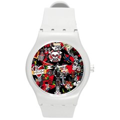 Graffiti Tatoo Skate Art Boom Round Plastic Sport Watch (m) by Bedest