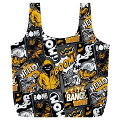 Boom Bang Art Crazy Drawing Graffiti Hello Retro Sayings Yellow Full Print Recycle Bag (xxl)