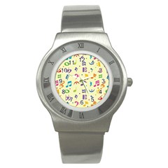 Seamless Pattern Musical Note Doodle Symbol Stainless Steel Watch