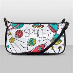 Space Cosmos Seamless Pattern Seamless Pattern Doodle Style Shoulder Clutch Bag by Hannah976