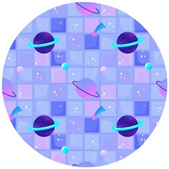 Seamless Pattern Pastel Galaxy Future Wooden Puzzle Round by Hannah976