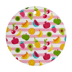 Tropical Fruits Berries Seamless Pattern Ornament (round)