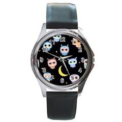 Cute Art Print Pattern Round Metal Watch by Apen