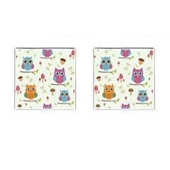 Forest Seamless Pattern With Cute Owls Cufflinks (square)