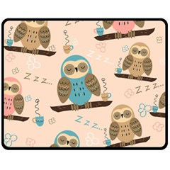 Seamless Pattern Owls Dream Cute Style Pajama Fabric Two Sides Fleece Blanket (medium) by Apen