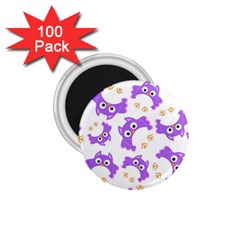 Purple Owl Pattern Background 1 75  Magnets (100 Pack)  by Apen