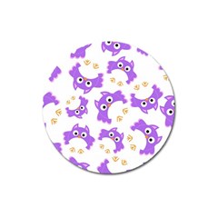 Purple Owl Pattern Background Magnet 3  (round) by Apen