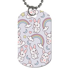 Seamless Pattern With Cute Rabbit Character Dog Tag (one Side)