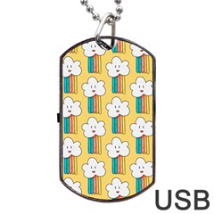 Smile Cloud Rainbow Pattern Yellow Dog Tag Usb Flash (one Side) by Apen