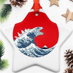 The Great Wave Of Kaiju Star Ornament (two Sides) by Cendanart