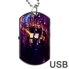 Tardis Regeneration Art Doctor Who Paint Purple Sci Fi Space Star Time Machine Dog Tag Usb Flash (one Side) by Cendanart