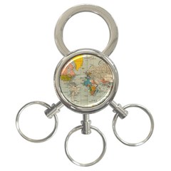 Vintage World Map 3-ring Key Chain