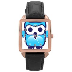 Owl Logo Clip Art Rose Gold Leather Watch  by Ket1n9