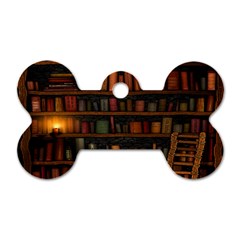 Books Library Dog Tag Bone (two Sides) by Ket1n9