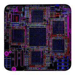 Cad Technology Circuit Board Layout Pattern Square Glass Fridge Magnet (4 Pack) by Ket1n9