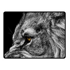 Angry Male Lion Roar Wild Animal Fleece Blanket (small) by Cendanart