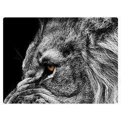 Angry Male Lion Roar Wild Animal Two Sides Premium Plush Fleece Blanket (extra Small) by Cendanart