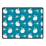 Elegant Swan Pattern With Water Lily Flowers Two Sides Fleece Blanket (Small) 45 x34  Blanket Back