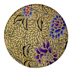 Traditional Art Batik Pattern Round Glass Fridge Magnet (4 Pack) by Ket1n9