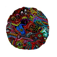 Art Color Dark Detail Monsters Psychedelic Standard 15  Premium Round Cushions by Ket1n9