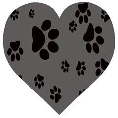 Dog Foodprint Paw Prints Seamless Background And Pattern Wooden Puzzle Heart by Ket1n9