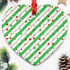 Christmas Paper Stars Pattern Texture Background Colorful Colors Seamless Heart Ornament (two Sides)