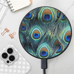 Feathers Art Peacock Sheets Patterns Wireless Fast Charger(black) by Ket1n9