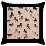 Horses For Courses Pattern Throw Pillow Case (Black) Front