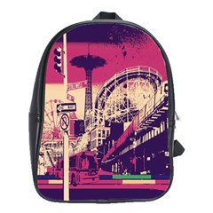 Pink City Retro Vintage Futurism Art School Bag (large) by Ket1n9