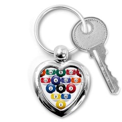 Racked Billiard Pool Balls Key Chain (heart)