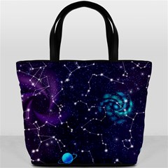 Realistic Night Sky Poster With Constellations Bucket Bag