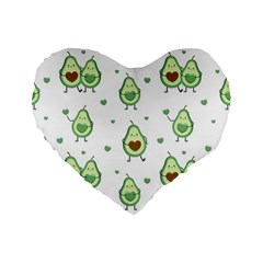 Cute Seamless Pattern With Avocado Lovers Standard 16  Premium Flano Heart Shape Cushions by Ket1n9