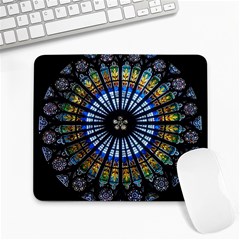 Stained Glass Rose Window In France s Strasbourg Cathedral Large Mousepad by Ket1n9