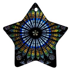 Stained Glass Rose Window In France s Strasbourg Cathedral Star Ornament (two Sides) by Ket1n9