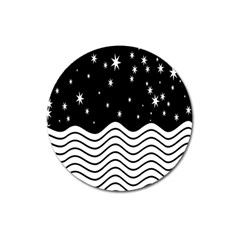 Black And White Waves And Stars Abstract Backdrop Clipart Magnet 3  (round) by Hannah976