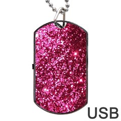 Pink Glitter Dog Tag Usb Flash (two Sides) by Hannah976