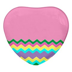 Easter Chevron Pattern Stripes Heart Glass Fridge Magnet (4 Pack) by Hannah976