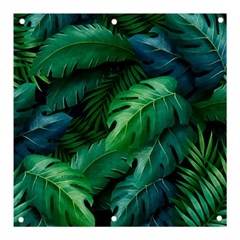 Tropical Green Leaves Background Banner And Sign 3  X 3  by Hannah976