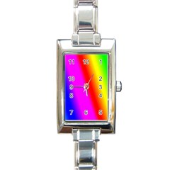 Multi Color Rainbow Background Rectangle Italian Charm Watch by Hannah976