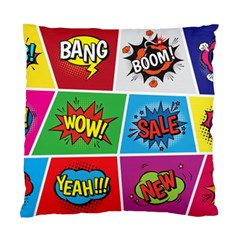 Pop Art Comic Vector Speech Cartoon Bubbles Popart Style With Humor Text Boom Bang Bubbling Expressi Standard Cushion Case (one Side) by Hannah976