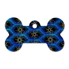 Blue Bee Hive Pattern Dog Tag Bone (one Side) by Hannah976